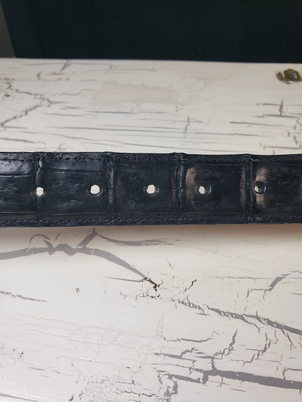 Genuine Caiman Alligator Leather Belt in Black - Men's size 34 - Picture 11 of 13